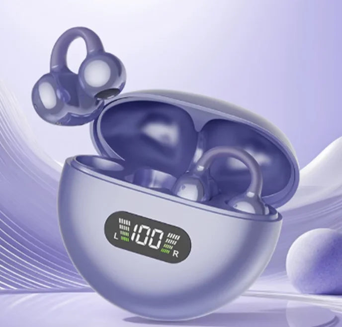 New Q71 TWS Bone Conduction Earphones Bluetooth 5.3 Earbuds Clip on Ear Comfortable Sport Digital Display Headsets