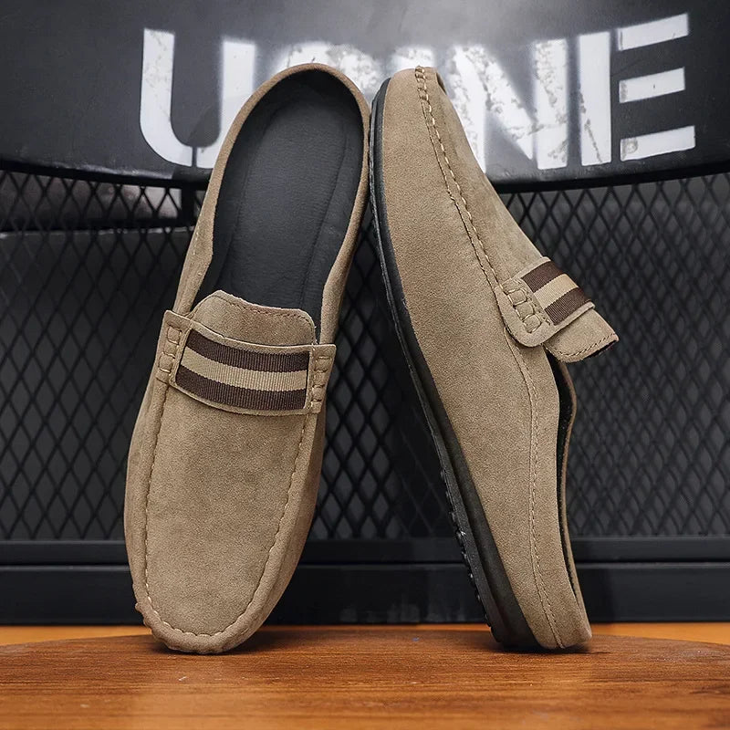 2026 Loafer‌ Shoes Men's Lightweight Bean Shoes Summer One Step Push Lazy Breathable Casual Half Support Slippers for Men