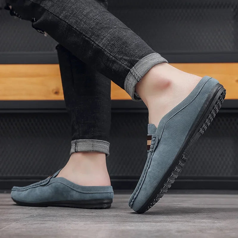 2026 Loafer‌ Shoes Men's Lightweight Bean Shoes Summer One Step Push Lazy Breathable Casual Half Support Slippers for Men
