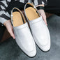 Leather Men's Sandals Checker Textured Hollow Formal Shoes Casual Style Metal Button Sandals Office Men's Shoes Leather  Shoes