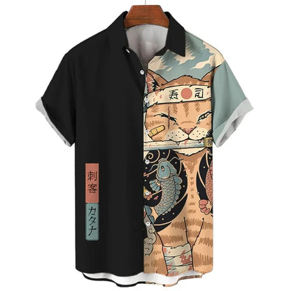 2026 New Fashionable Printed Shirt Men's Seaside Summer Casual Short Sleeve Top Holiday Clothing