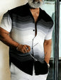 Men's Geometric Color Block Splice Short Sleeve Shirt, Spring Summer Minimal Trend Casual Top, Pocket Lapel Style