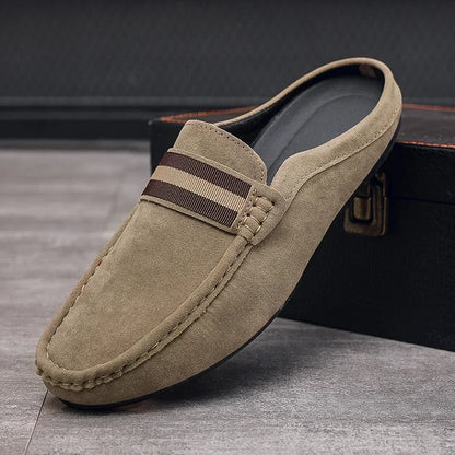 2026 Loafer‌ Shoes Men's Lightweight Bean Shoes Summer One Step Push Lazy Breathable Casual Half Support Slippers for Men