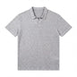 Men Ribbed Knit V Neck Polo Shirt Short Sleeve Casual T Shirt Elastic Comfortable Tops For Spring Summer Streetwear