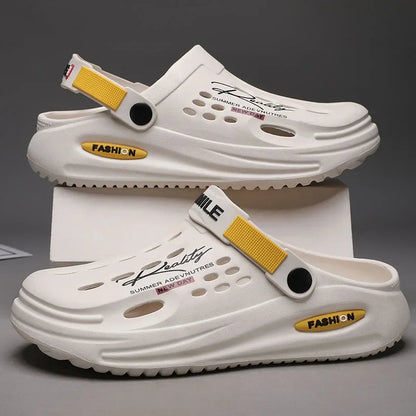 Men's Slippers EVA Hole Mens Mules Non-Slip Slippers Thick Soft Platform Slide Fashion Comfortable Men's Sandals Summer Shoes