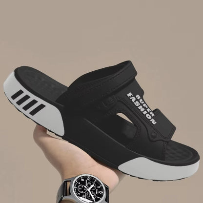 Men's Innovative Design Spring and Summer Eva Comfortable Thick-Soled Fashionable Casual Sandals for Home and Outdoor Activities, Versatile for Daily Use, Dual-Wear Slippers