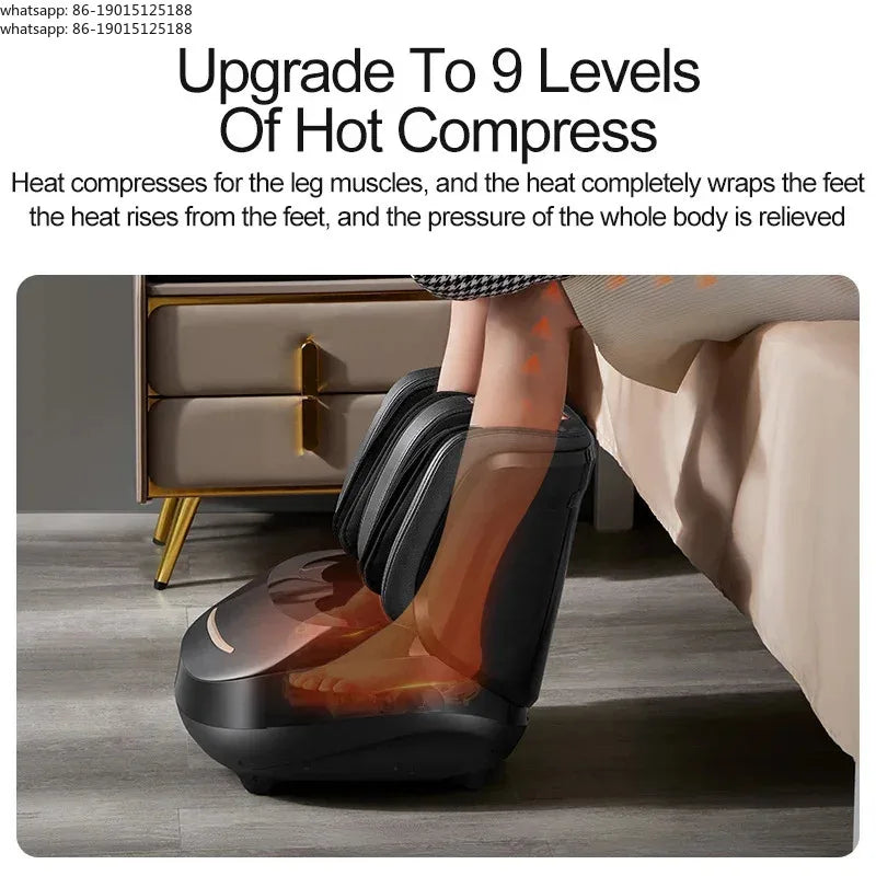 High Quality Air Pressure Electric Hot Heater Foot Massager Machine Vibrate Roller Bath Kneading Leg Foot Full Wrap Massage