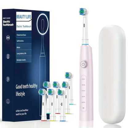 Electric Toothbrush Rotary Cleaning Teeth Brush Waterproof Electronic Tooth Brush With Timer Rechargeable Toothbrush with 8 Head